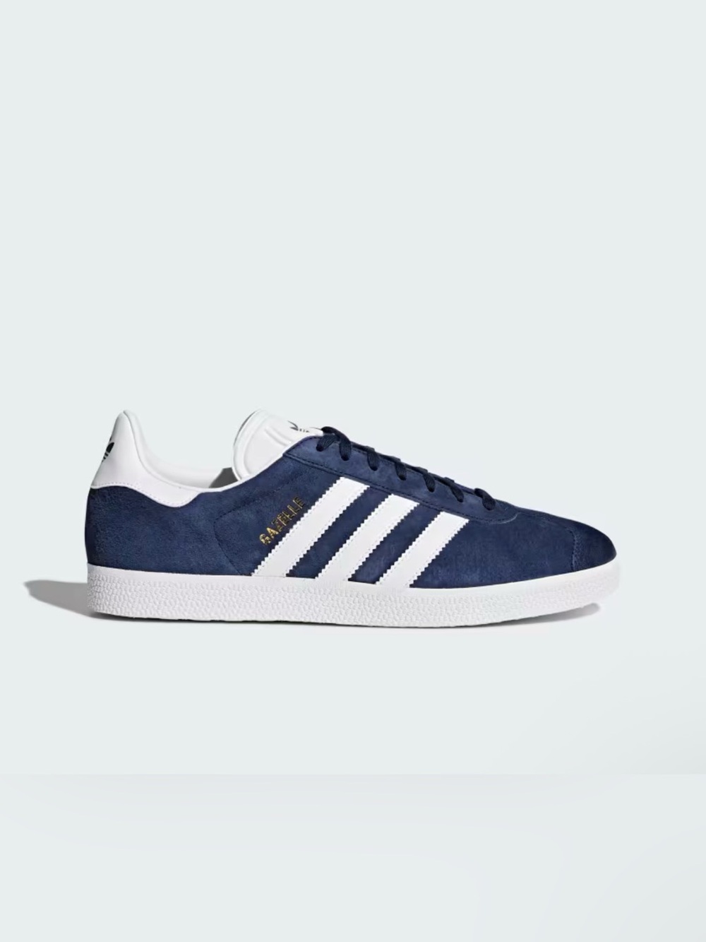 Adidas Gazelle Suede Sneaker in Navy & White with gold Gazelle lettering size 5